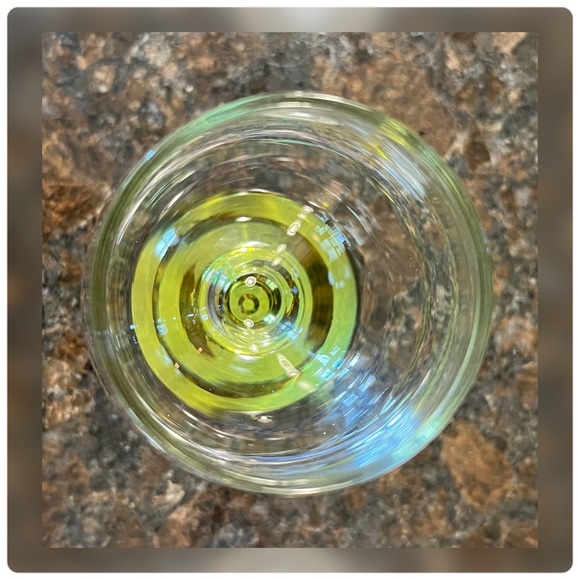 Set of Four-Lime Green Swirl Bottom Base Cordial/Shot Glasses - Picture 4 of 5